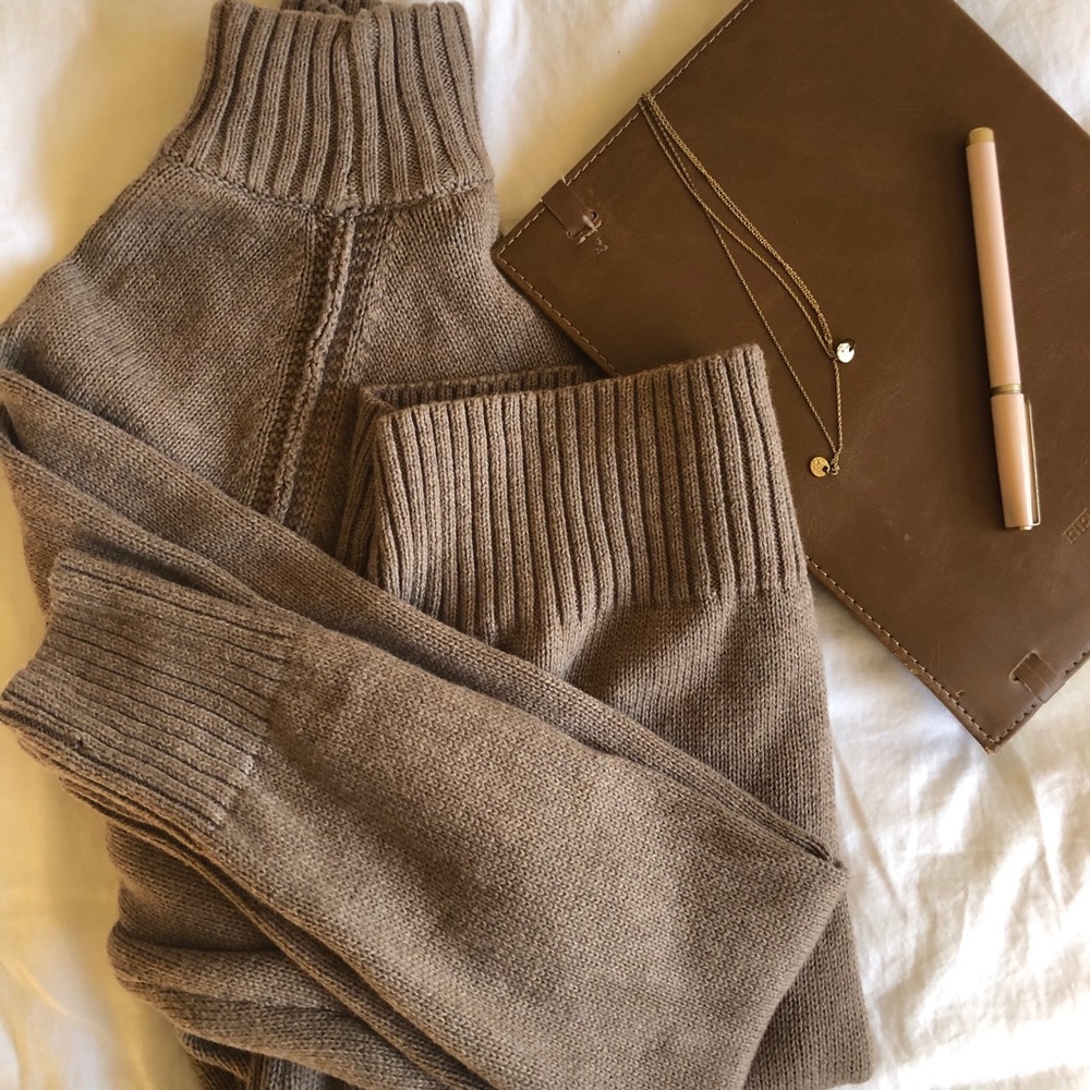 Jeanne Pierre Brown Turtleneck Cotton Sweater M